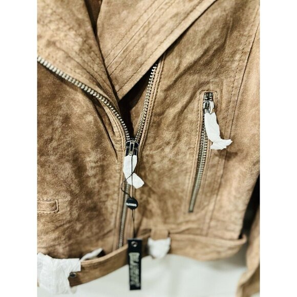 BLANK NYC Moto Jacket Suede Leather Light Brown Coffee Bean NEW W/ Tags Size S - Picture 7 of 12